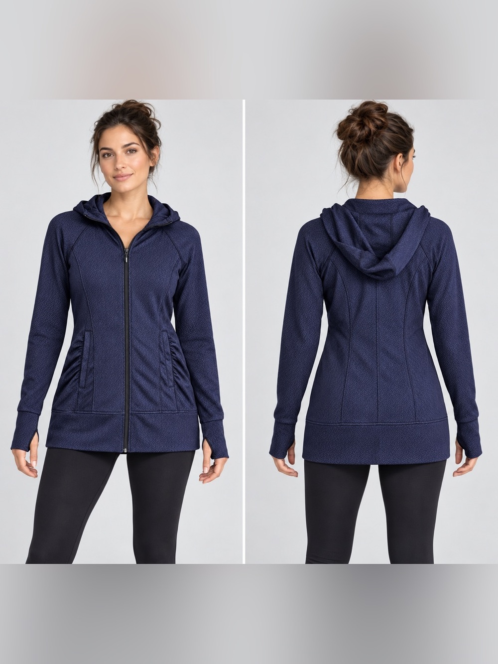 Mondetta Navy Full-Zip Hooded Active Jacket Size S